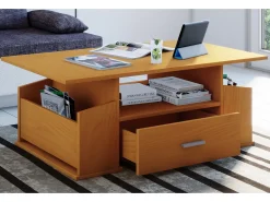 Mesa De Apoio|VCM Mesa de centro de madeira com espaço de armazenamento suficiente | Dimensões aprox. A. 44 x L. 110 x P. 52 cm | Mesa de estar com gaveta - Junata (faia) Multicor