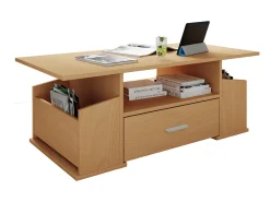 Mesa De Apoio|VCM Mesa de centro de madeira com espaço de armazenamento suficiente | Dimensões aprox. A. 44 x L. 110 x P. 52 cm | Mesa de estar com gaveta - Junata (faia) Multicor