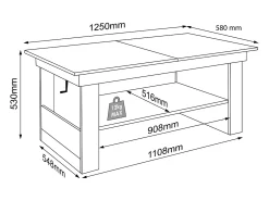 Mesa De Centro|VCM Mesa de centro de madeira simples | Dimensões aprox. A. 52 x L. 115 x P. 58 cm | Mesa sala de estar - Kobila altura ajustável extensível (carvalho mel) Natural claro