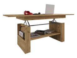 Mesa De Centro|VCM Mesa de centro de madeira simples | Dimensões aprox. A. 52 x L. 115 x P. 58 cm | Mesa sala de estar - Kobila altura ajustável extensível (carvalho mel) Natural claro