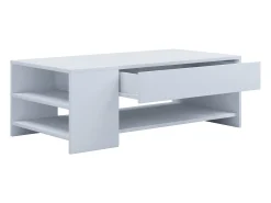 Discount VCM Mesa de centro de madeira simples | Dimensões aprox. A. 35 x L. 100 x P. 50 cm | Mesa de estar com gaveta - Tindus (Branco / Branco) Multicor