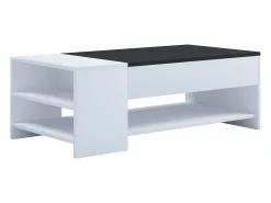 Mesa De Apoio*VCM Mesa de centro de madeira simples | Dimensões aprox. A. 35 x L. 100 x P. 50 cm | Mesa de estar com gaveta - Tindus (Branco / Preto) Multicor