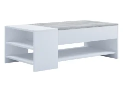 VCM Mesa de centro de madeira simples | Dimensões aprox. A. 35 x L. 100 x P. 50 cm | Mesa sala de estar com gaveta - Tindus (look branco / concreto)^ Mesa De Apoio