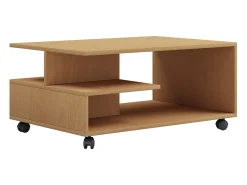VCM Mesa de centro de madeira simples | Rodízios Sofáticos | Dimensões aprox. A. 41 x L. 80 x P. 50 cm | Mesa de centro dobrável - Stango L (Beech)^ Mesa De Centro