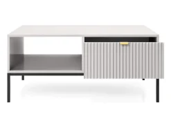 Mesa de centro de madeira laminada com pés de metal preto 104x68 cm^ Mesa De Centro