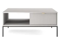 Mesa de centro de madeira laminada com pés de metal preto 104x68 cm^ Mesa De Centro