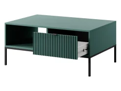 Mesa de centro de madeira laminada com pés de metal preto 104x68 cm Verde