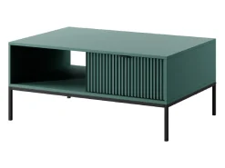 Mesa de centro de madeira laminada com pés de metal preto 104x68 cm Verde