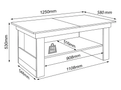 Mesa De Apoio*VCM Mesa de centro de madeira simples | Dimensões aprox. A. 52 x L. 115 x P. 58 cm | Mesa para sala de estar - Kobila (Branco) Multicor