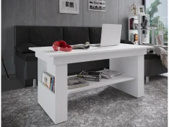 Mesa De Apoio*VCM Mesa de centro de madeira simples | Dimensões aprox. A. 52 x L. 115 x P. 58 cm | Mesa para sala de estar - Kobila (Branco) Multicor