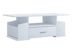 VCM Mesa de centro de madeira com espaço de armazenamento suficiente | Dimensões aprox. A. 44 x L. 110 x P. 52 cm | Mesa de estar com gaveta - Junata (Branco)^ Mesa De Apoio