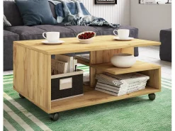 Mesa De Centro|VCM Mesa de centro de madeira simples | Rodízios Sofáticos | Dimensões aprox. A. 41 x L. 80 x P. 50 cm | Mesa de centro dobrável - Stango L (carvalho mel) Bege