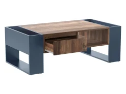 Clearance Merax Mesa de centro de madeira com 1 gaveta e 4 nichos de arrumação - Mesa de sala de estar - Mesa lateral - cor natural + cinza Cinzento