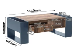 Clearance Merax Mesa de centro de madeira com 1 gaveta e 4 nichos de arrumação - Mesa de sala de estar - Mesa lateral - cor natural + cinza Cinzento