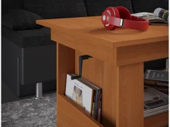 Hot VCM Mesa de centro de madeira simples | Dimensões aprox. A. 52 x L. 115 x P. 58 cm | Mesa para sala de estar - Kobila ajustável em altura extensível (faia) Multicor