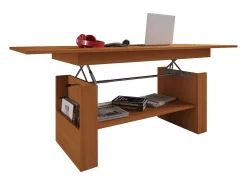 Hot VCM Mesa de centro de madeira simples | Dimensões aprox. A. 52 x L. 115 x P. 58 cm | Mesa para sala de estar - Kobila ajustável em altura extensível (faia) Multicor