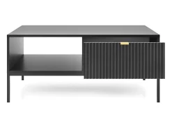 Mesa De Centro| Mesa de centro de madeira laminada com pés de metal 104x68 cm Preto