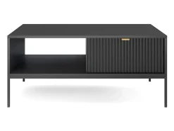 Mesa De Centro| Mesa de centro de madeira laminada com pés de metal 104x68 cm Preto