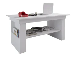 Mesa De Centro|VCM Mesa de centro de madeira simples | Dimensões aprox. A. 52 x L. 115 x P. 58 cm | Mesa para sala de estar - Kobila altura ajustável extensível Branco