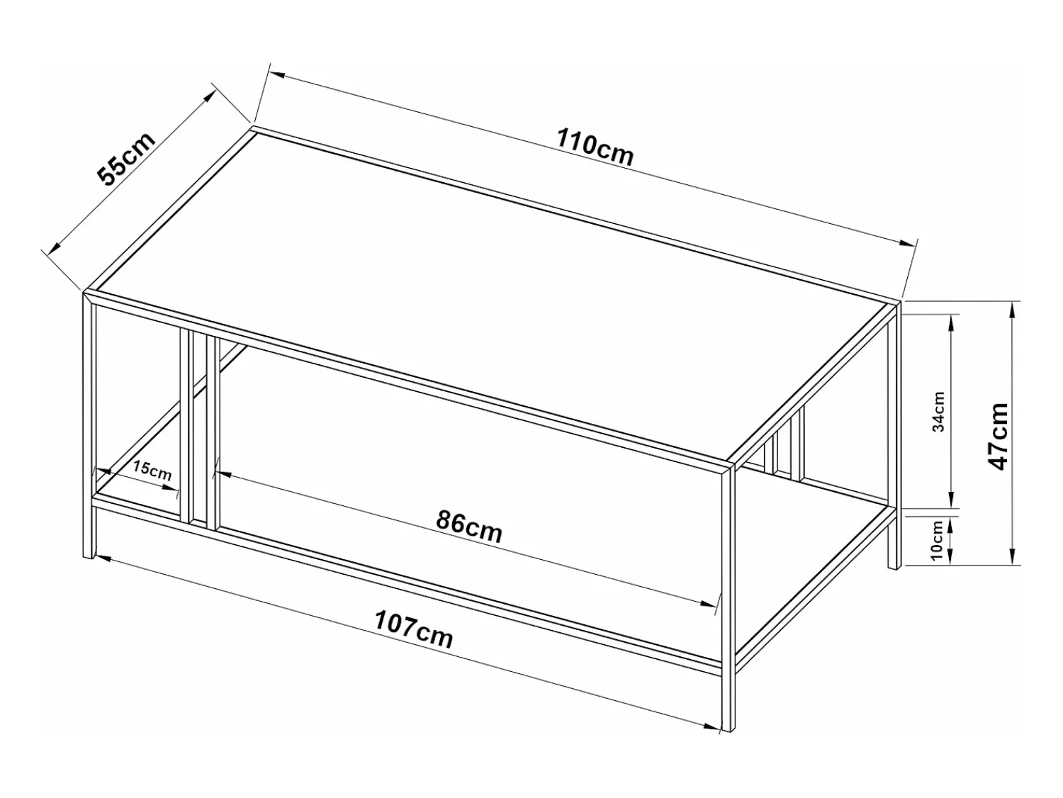Mesa De Centro|Helloshop26 Mesa de centro de metal 47 x 110 x 55 cm branca 03_0008454 Branco