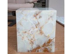 Mesa de centro de mármore dourado com sofisticado ônix verde^ Mesa De Centro