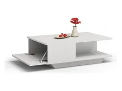 Outlet TOPESHOP Mesa de Centro Denver Branca Moderna em Carvalho Artesanal com Armazenamento - 90x60x42 cm Branco