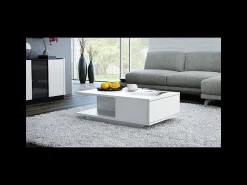 Outlet TOPESHOP Mesa de Centro Denver Branca Moderna em Carvalho Artesanal com Armazenamento - 90x60x42 cm Branco