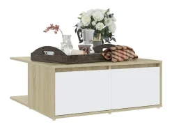 Mesa De Centro| Mesa de centro derivados de madeira e carvalho sonoma PT677546 Branco