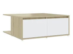 Mesa De Centro| Mesa de centro derivados de madeira e carvalho sonoma PT677546 Branco