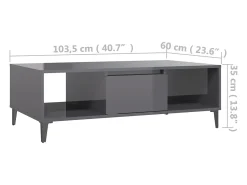 Outlet vidaxl Mesa de centro derivados de madeira cinza brilhante Cinzento