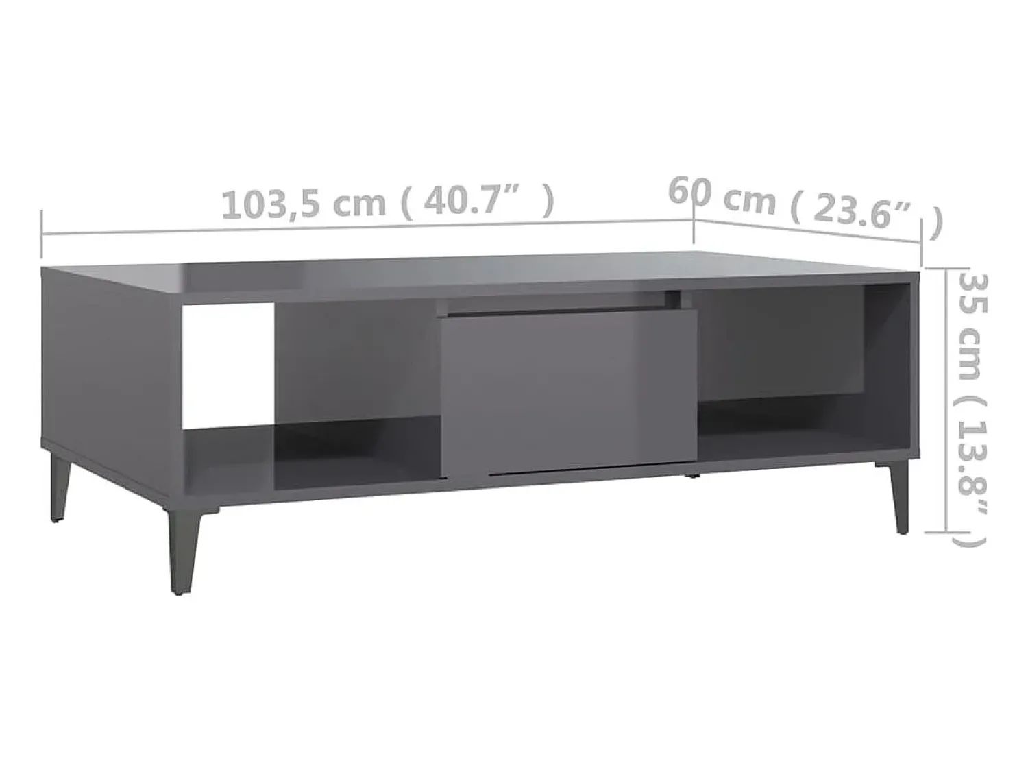 Outlet vidaxl Mesa de centro derivados de madeira cinza brilhante Cinzento