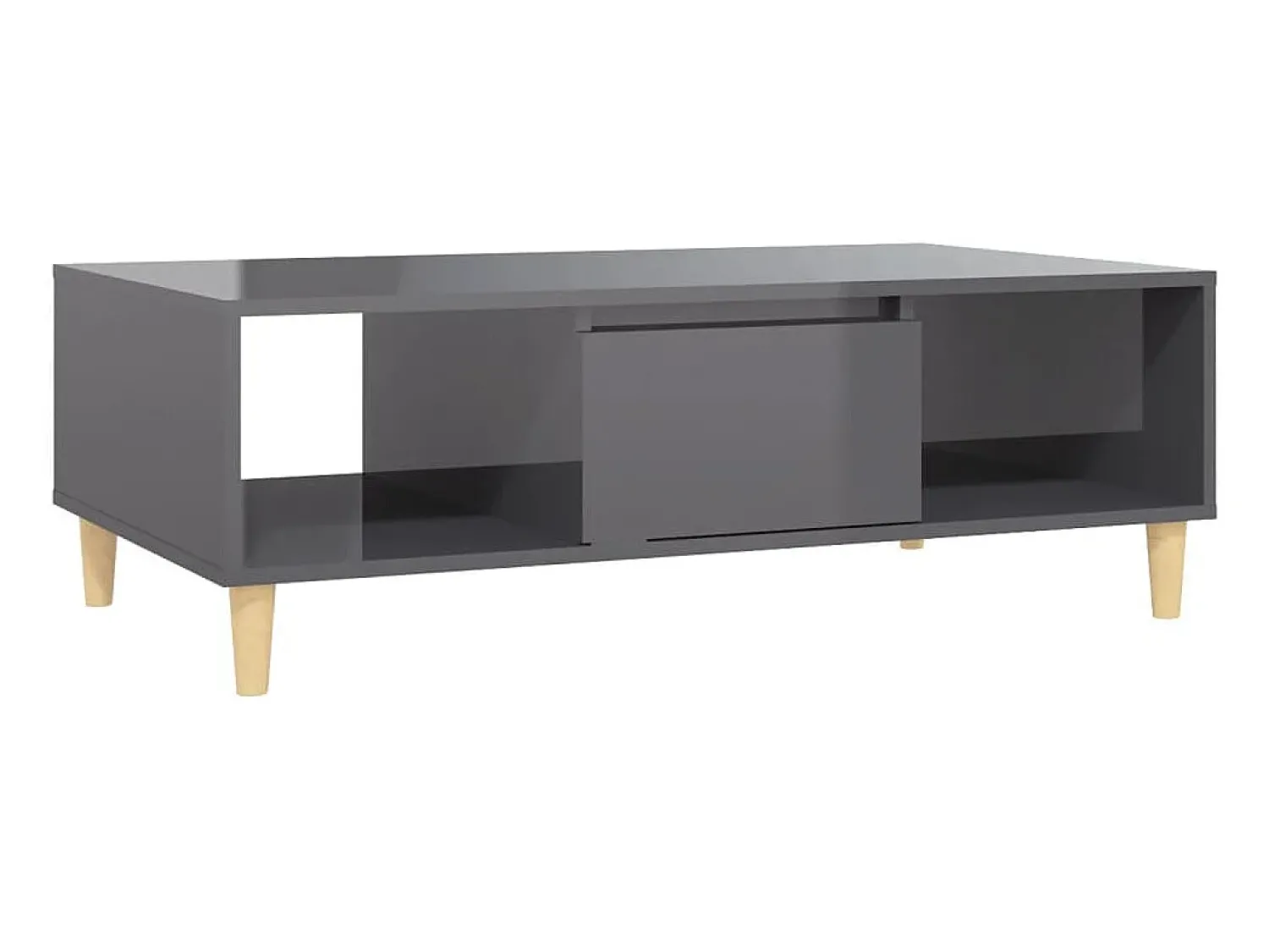 Mesa de centro derivados de madeira cinza brilhante PT573282 Cinzento