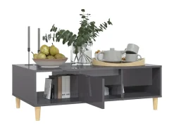 Mesa de centro derivados de madeira cinza brilhante PT573282 Cinzento