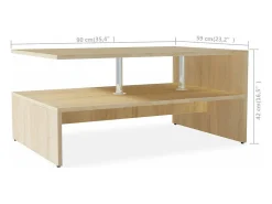 Mesa De Centro|vidaxl Mesa de centro derivados de madeira 90x59x42 cm cor carvalho Natural claro