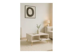 Online Meublorama Mesa de centro design AZURÉA – 1 nicho + 1 porta basculante – Cor areia Bege
