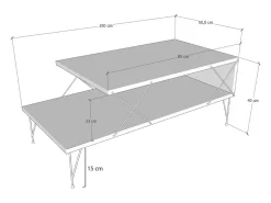 Concept-Usine Mesa de Centro design BODEN Carvalho Metal Preto Com Arrumação^ Mesa De Centro