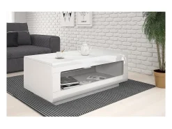 Meublorama Mesa de centro design coleção BREDA na cor branca brilhante. Móvel ideal para sua sala de estar.^ Mesa De Centro