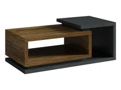 Mesa De Centro|Meublorama Mesa de centro design coleção BERGAME. Cores cinza e carvalho escuro. Estilo design. Preto / Natural escuro