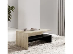 Mesa De Centro*Meublorama Mesa de centro design coleção RAMOS cor carvalho e preto. Castanho
