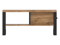 Hot Meublorama Mesa de centro design coleção DARWIN com uma gaveta e um nicho. Cor abeto e preto. Castanho