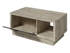 Best Meublorama Mesa de centro design da coleção CORK com gaveta e nicho. Acabamento em madeira e cinza. Castanho