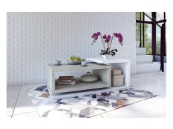 Mesa De Centro|Meublorama Mesa de centro design da coleção BERGAME. Cores e cinza. Estilo design. Branco