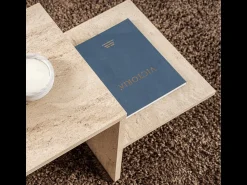 Mesa De Centro|Calicosy Mesa de centro design escandinavo Harmony 80x40x40 cm com efeito mármore travertino, aglomerado, sem arrumação Bege