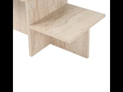 Mesa De Centro|Calicosy Mesa de centro design escandinavo Harmony 80x40x40 cm com efeito mármore travertino, aglomerado, sem arrumação Bege