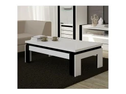 Meublorama Mesa de centro design LINA branca e preta brilhante. Móvel ideal para a sua sala de estar.^ Mesa De Centro