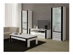 Meublorama Mesa de centro design LINA branca e preta brilhante. Móvel ideal para a sua sala de estar.^ Mesa De Centro