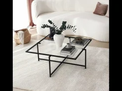 Discount Concept-Usine Mesa de centro design preta em vidro LIMP com tampo transparente Preto