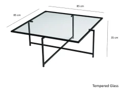 Discount Concept-Usine Mesa de centro design preta em vidro LIMP com tampo transparente Preto