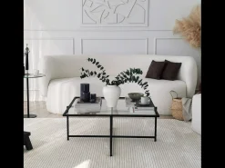Discount Concept-Usine Mesa de centro design preta em vidro LIMP com tampo transparente Preto