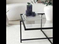 Discount Concept-Usine Mesa de centro design preta em vidro LIMP com tampo transparente Preto